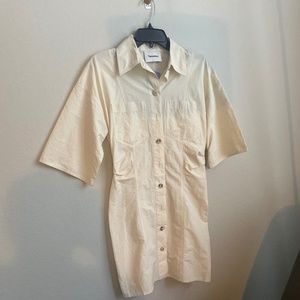 Nanushka shirt dress XS beige NWT